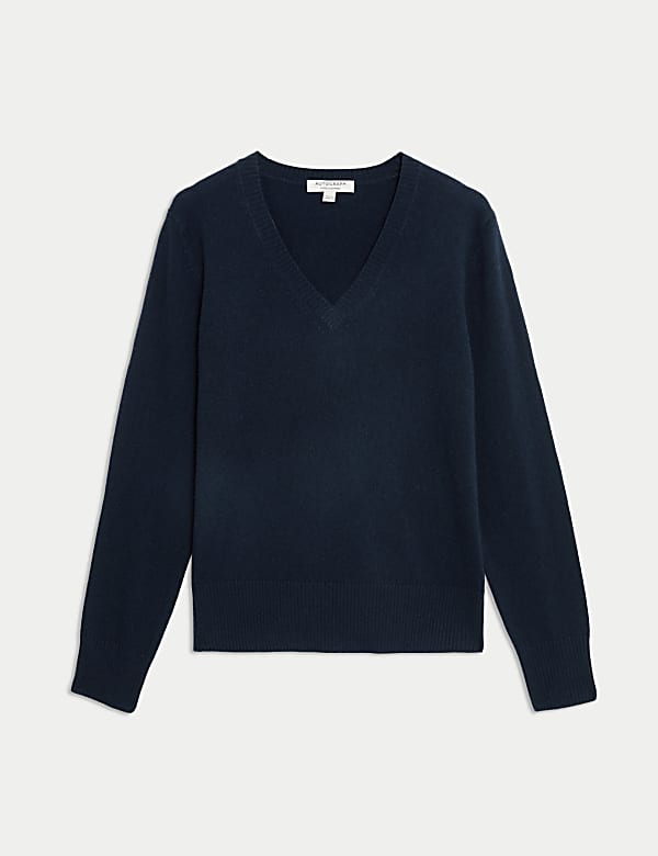 Jersey 100 % cachemira con cuello en pico - ES