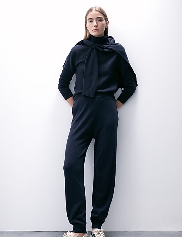 Pure Cashmere Tapered Ankle Grazer Joggers - AL