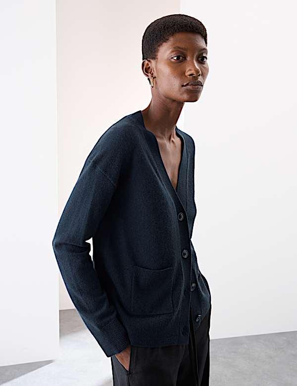 Pure Cashmere V-Neck Button Front Cardigan - MV