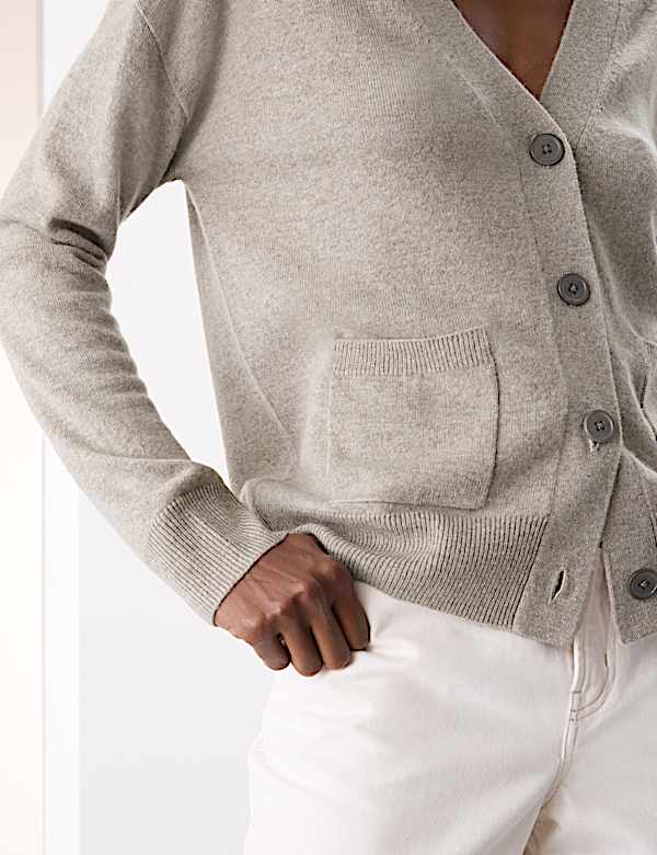 Pure Cashmere V-Neck Button Front Cardigan - JO