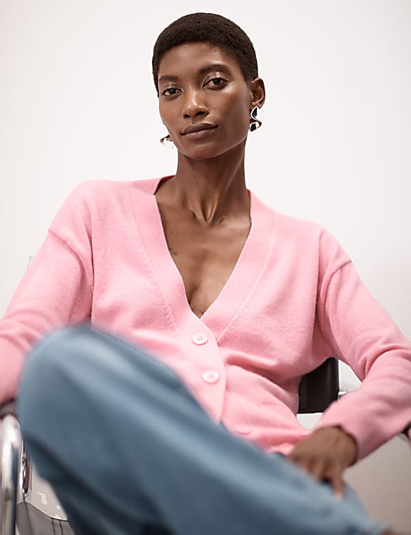 Pure Cashmere V Neck Button Front Cardigan