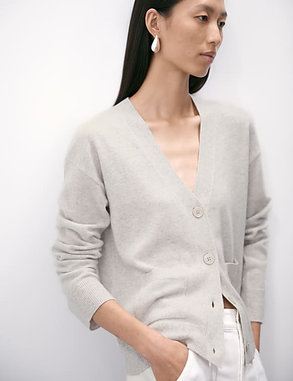 Pure Cashmere V-Neck Button Front Cardigan - KG
