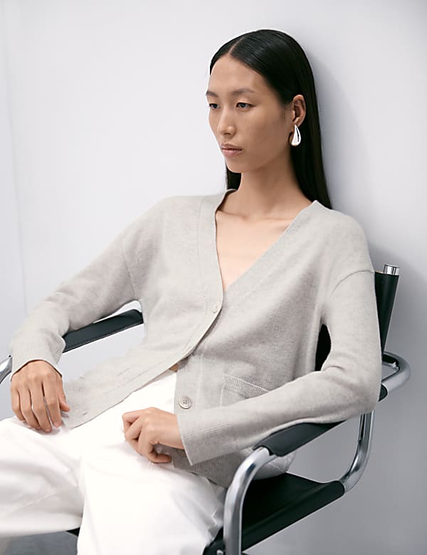 Pure Cashmere V-Neck Button Front Cardigan - KG