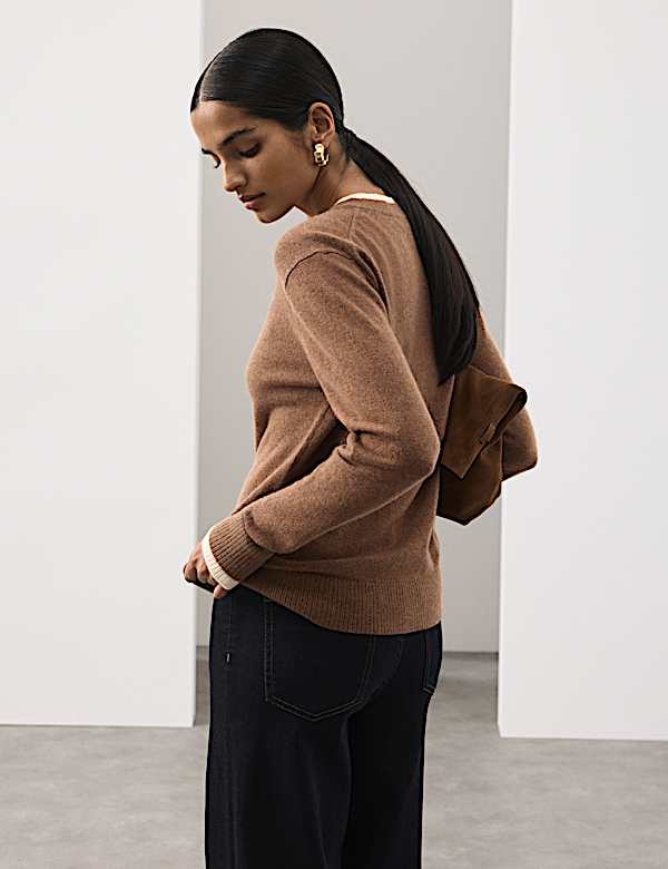 Pure Cashmere Textured Tipped Jumper - HR