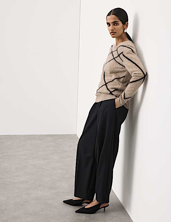 Wool Rich Intarsia Striped Jumper with Cashmere - SK