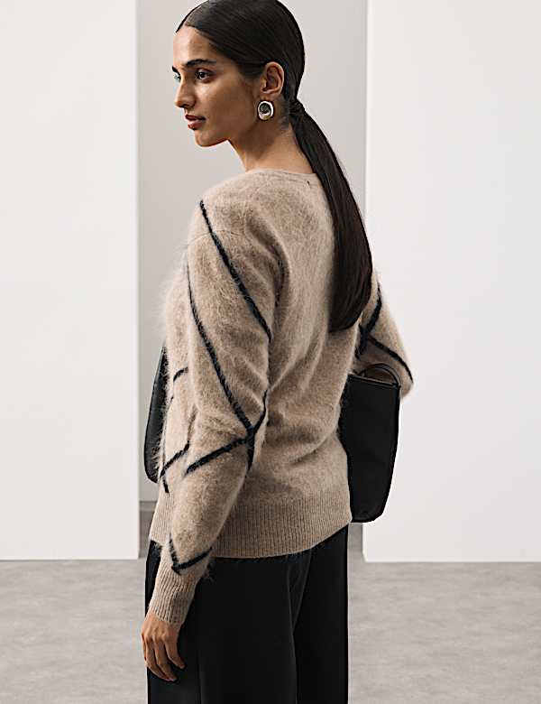 Wool Rich Intarsia Striped Jumper with Cashmere - SK