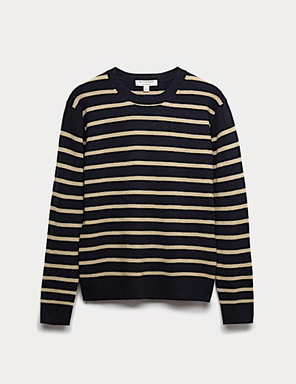 Pure Cashmere Striped Crew Neck Jumper - US