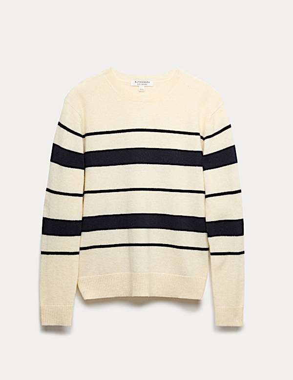 Trui van zuiver kasjmier met ronde hals en streepmotief - BE