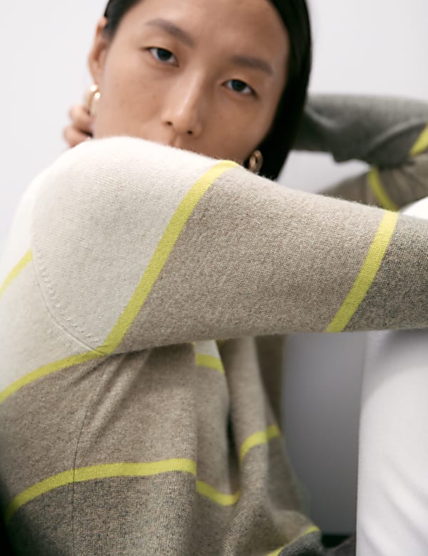 Pure Cashmere Striped Crew Neck Jumper
