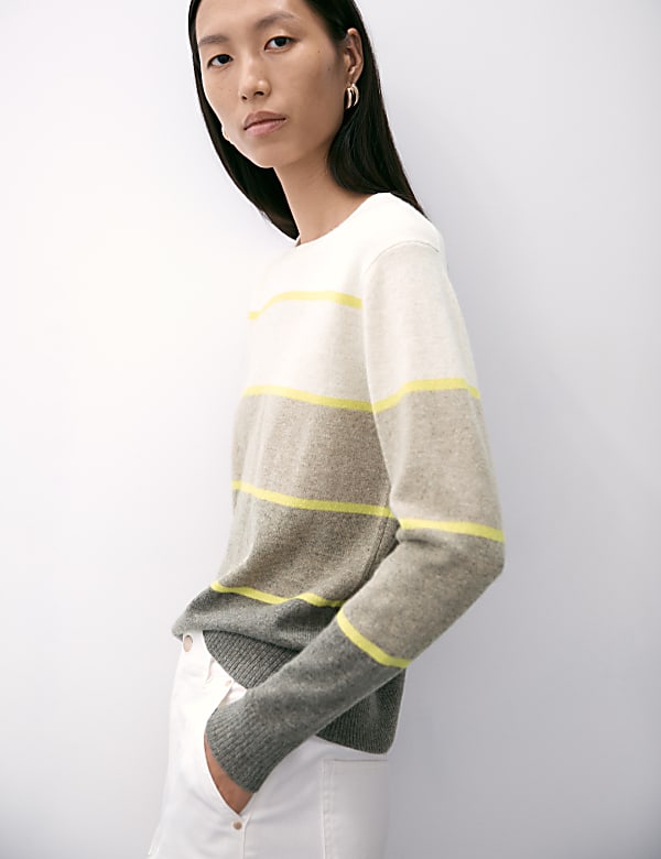 Pure Cashmere Striped Crew Neck Jumper