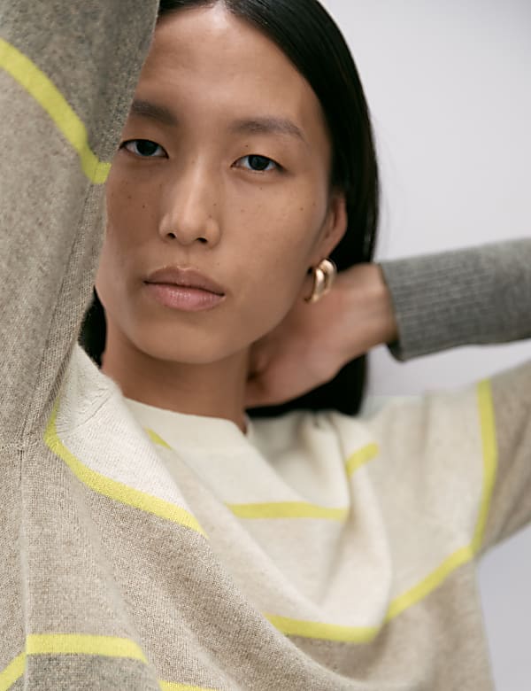 Pure Cashmere Striped Crew Neck Jumper