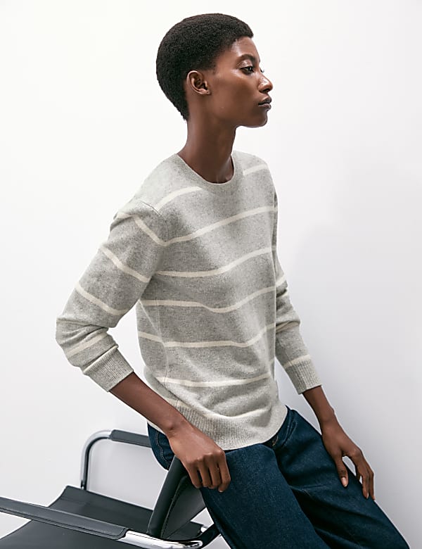 Pure Cashmere Striped Crew Neck Jumper