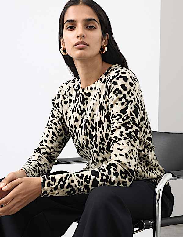 Pure Cashmere Animal Print Crew Neck Jumper - FR