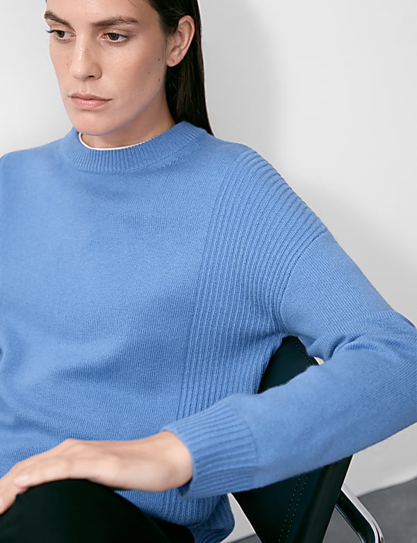 Merino Wool Textured Cable Knit Jumper FRESH BLUE Jumpers M S CA
