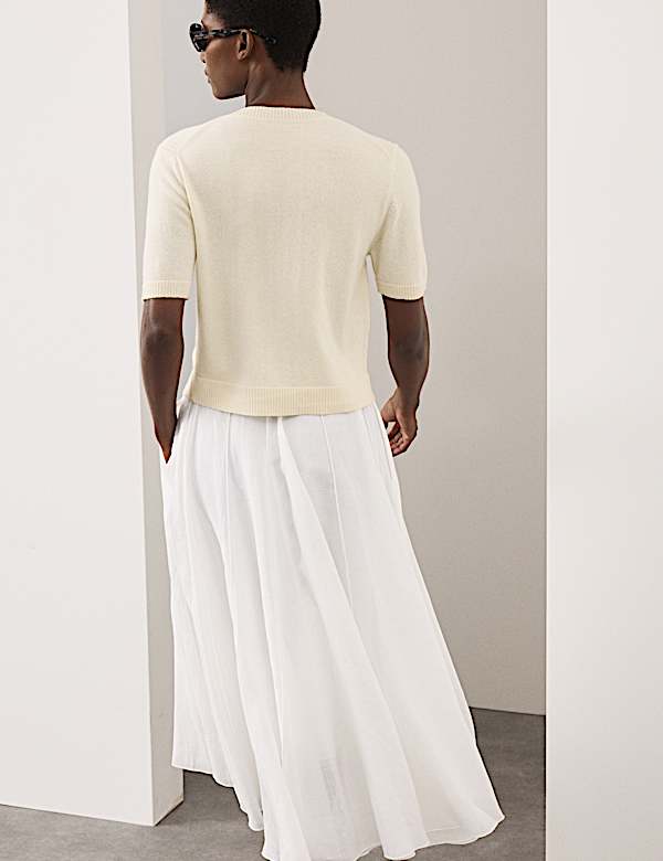 Pure Cashmere Crew Neck Cropped Cardigan - NZ