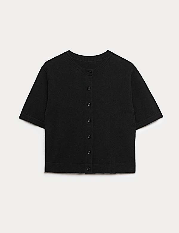 Pure Cashmere Crew Neck Cropped Cardigan - JP