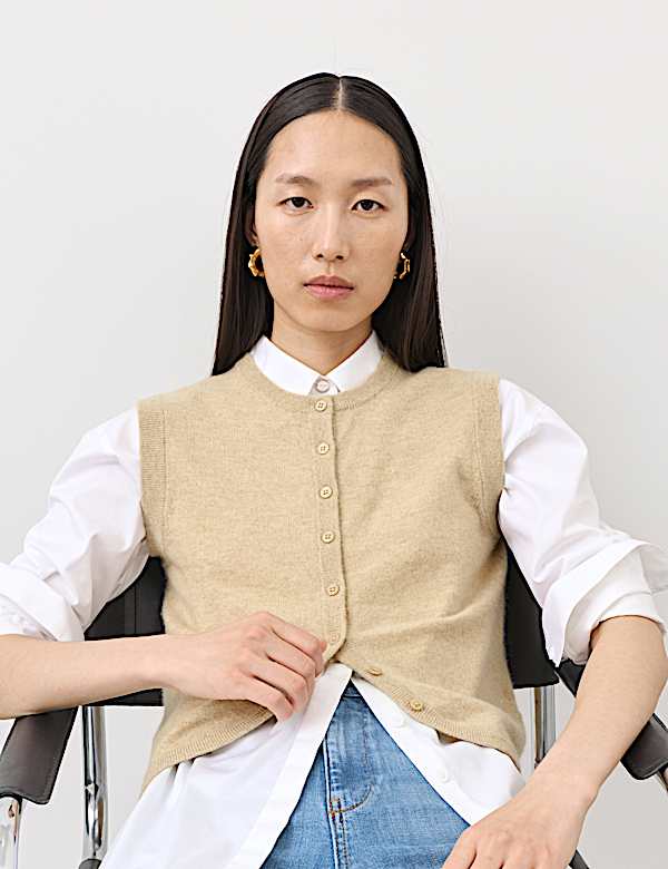 Dzianinowa kamizelka 100% kaszmiru zapinana na guziki - PL