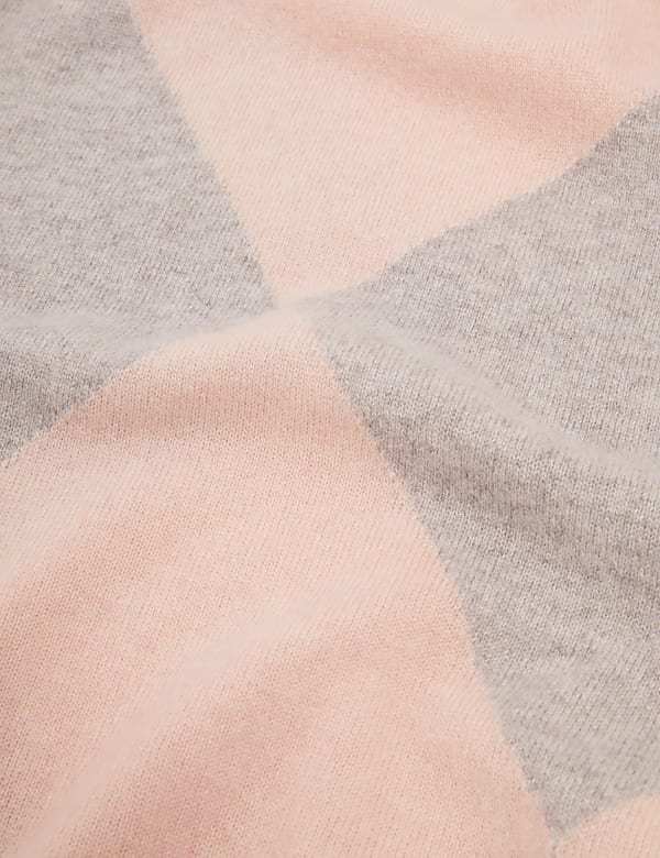 Pure Cashmere Patterned Funnel Neck Jumper