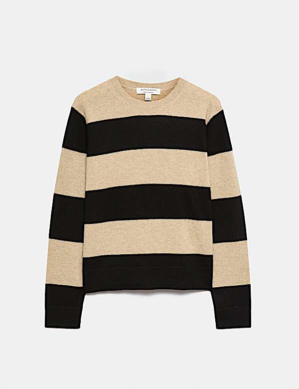 Pure Cashmere Striped Crew Neck Jumper - BE