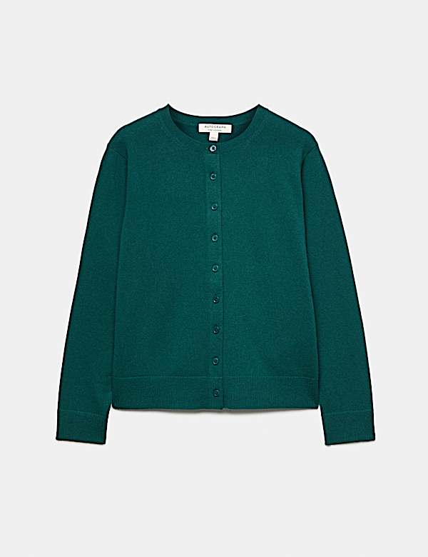 Pure Cashmere Crew Neck Button Front Cardigan