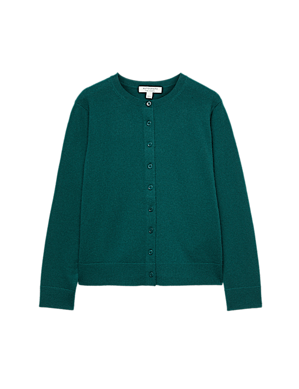 Pure Cashmere Crew Neck Button Front Cardigan