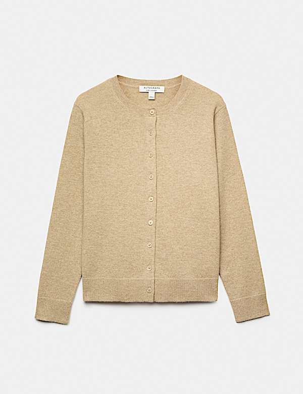 Pure Cashmere Crew Neck Button Front Cardigan