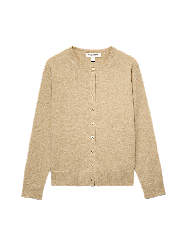 Pure Cashmere Crew Neck Button Front Cardigan