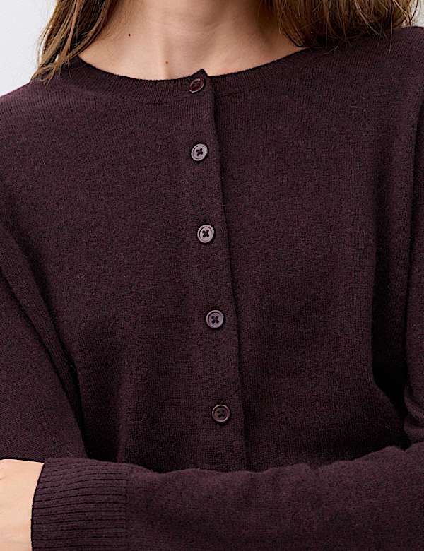 Pure Cashmere Crew Neck Button Front Cardigan