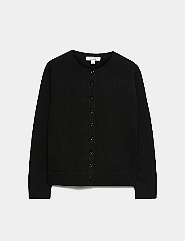 Pure Cashmere Crew Neck Button Front Cardigan - GR