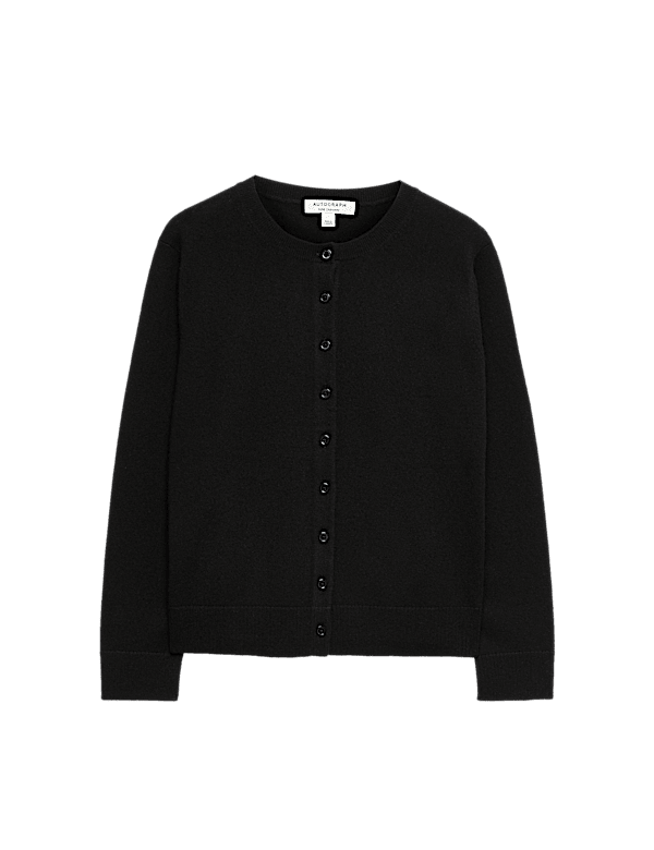 Pure Cashmere Crew Neck Button Front Cardigan