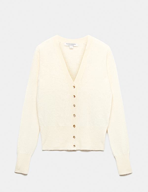 Brushed Pure Cashmere V Neck Slim Cardigan - GR