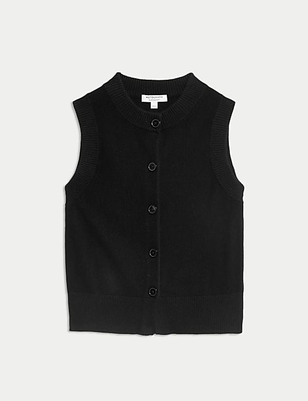 Pure Cashmere Button Through Knitted Vest - JP