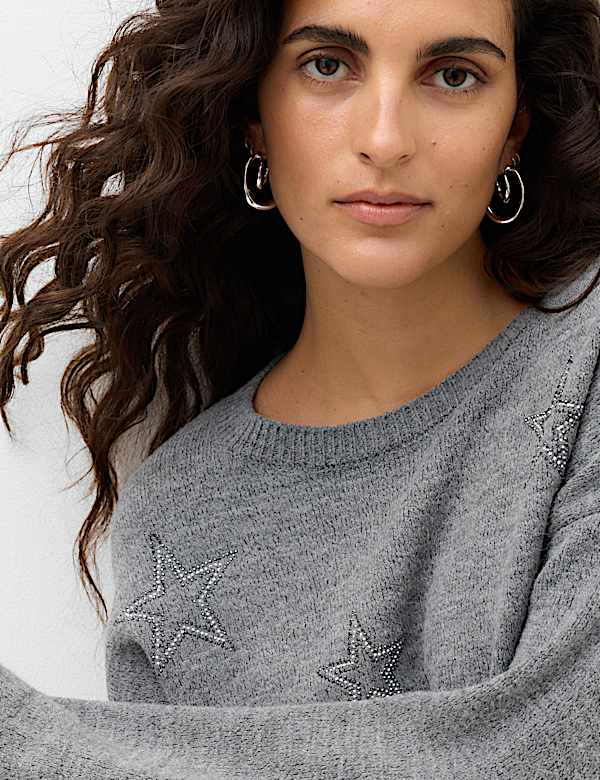 Star Embellished Crew Neck Jumper - VN