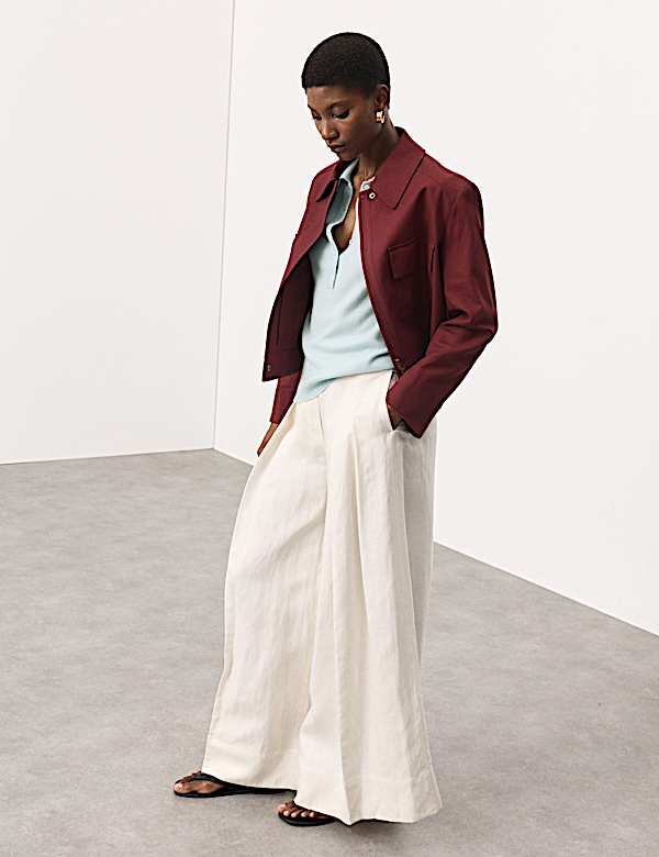 Merino Wool Rich Polo Neck Knitted Top with Cashmere - JP