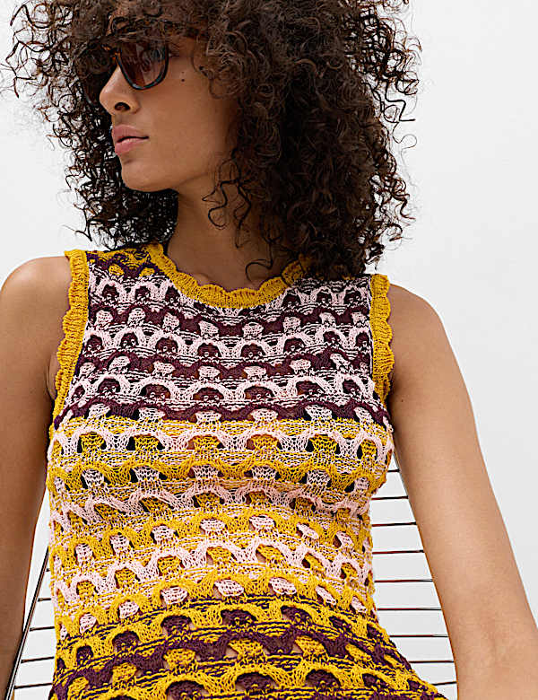 Cotton Rich Textured Knitted Mini Dress - VN