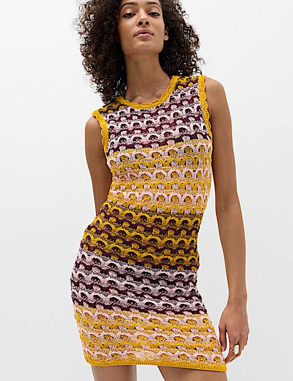 Cotton Rich Textured Knitted Mini Dress - VN