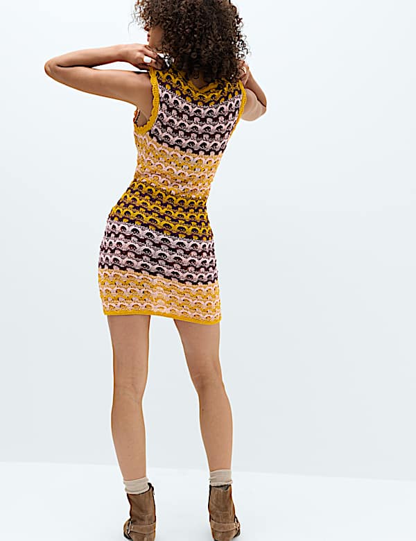Cotton Rich Textured Knitted Mini Dress - VN