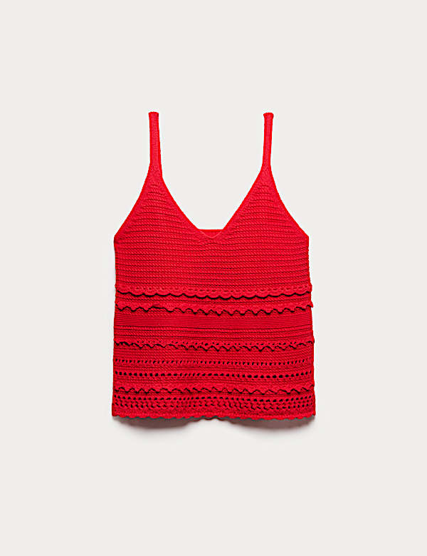 Cotton Rich Textured V-Neck Knitted Vest - AL