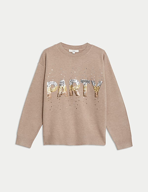 Soft Touch Sequin 'Party' Christmas Jumper - HU