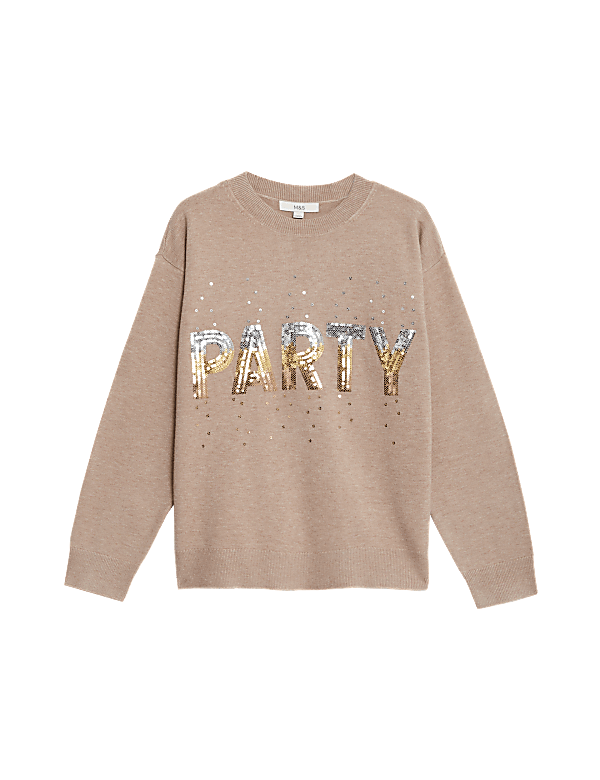 Soft Touch Sequin 'Party' Christmas Jumper
