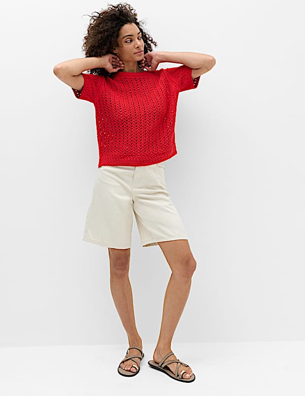 Cotton Blend Textured Knitted Top - RO
