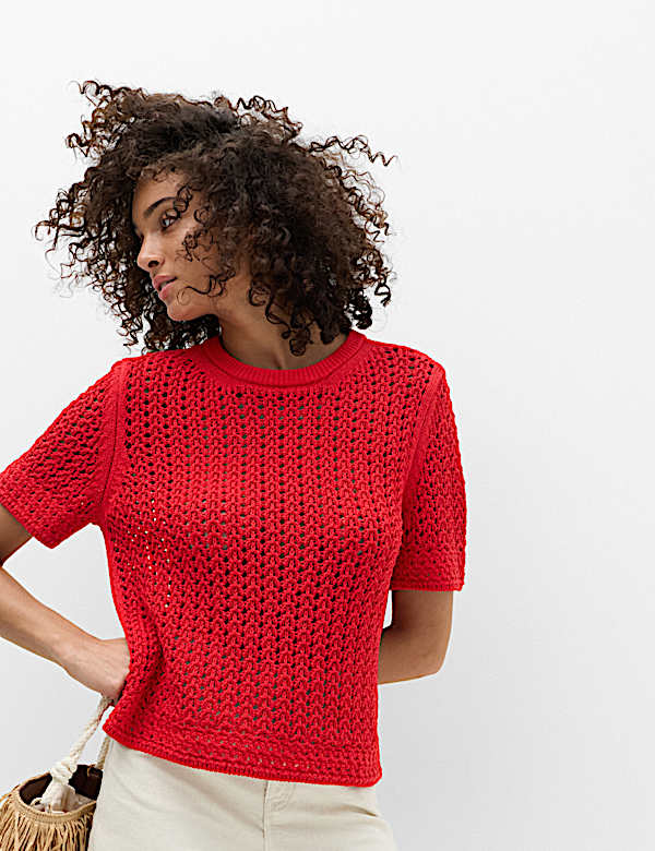 Cotton Blend Textured Knitted Top - RO