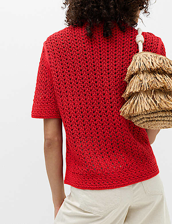 Cotton Blend Textured Knitted Top - RO