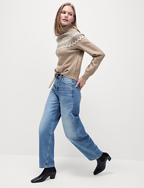 Cloud-Yarn Fairisle Roll Neck Jumper - HU