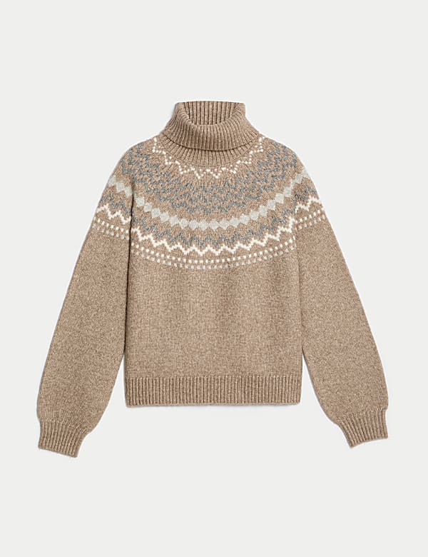 Cloud-Yarn Fairisle Roll Neck Jumper - HU
