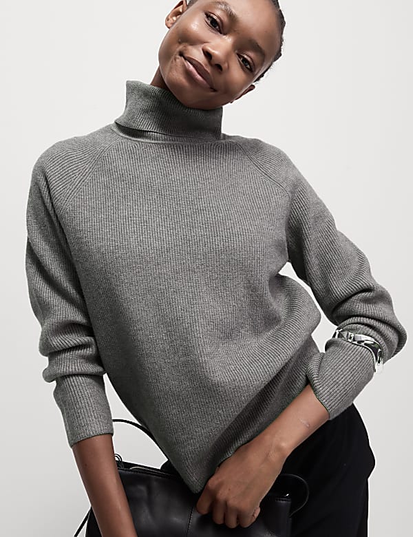 Ribbed Roll Neck Jumper - US