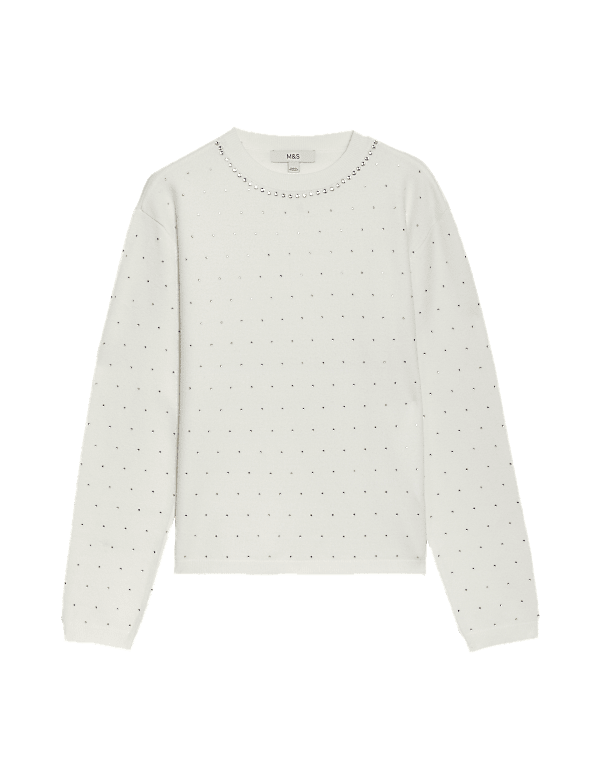 Soft Touch Embellished Crew Neck Jumper