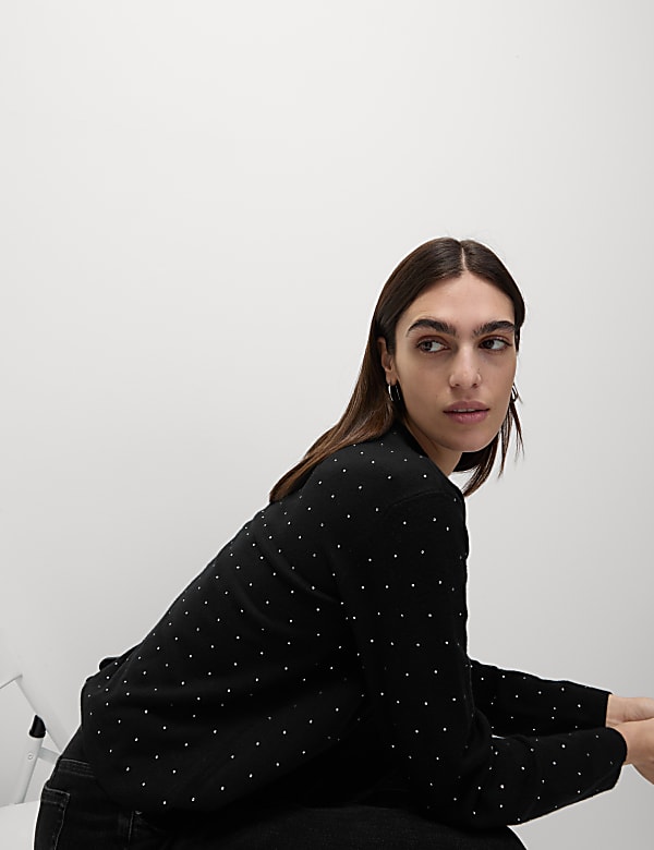 Soft Touch Embellished Crew Neck Jumper