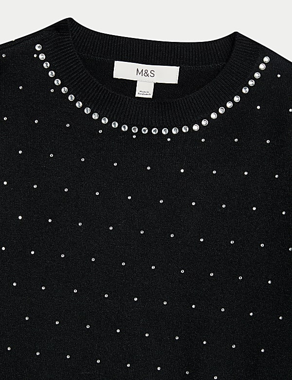 Soft Touch Embellished Crew Neck Jumper