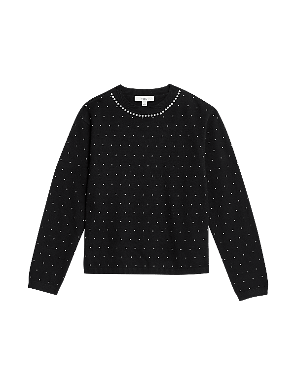 Soft Touch Embellished Crew Neck Jumper